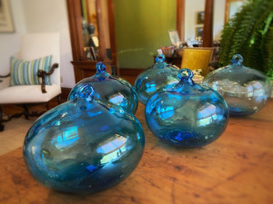 La Soufflerie Turquoise Large Round Hanging Glass Boule
