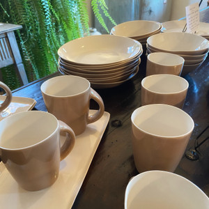 Dinnerware Collection - Taupe and White Dinnerware Collection - Taupe and White