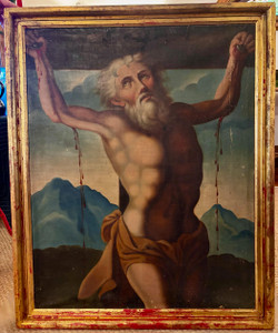 Colonial Painting of St. Jerome, Mexican 1857