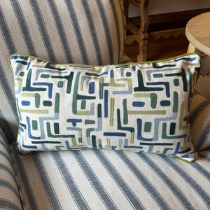 Blue & Green Embroidery Lumbar Pillow