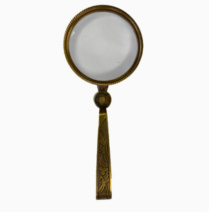 Antiqued Brass Magnifying Glass with Folding Handle