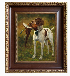 English Pointer with Pheasant Painting Print On Canvas