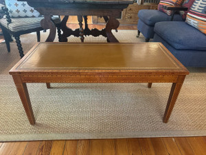 Rectangular coffee table with inlaid wood top 41.5 x 18 x 20 inches traditional style
