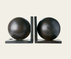 Jan Barboglio Ball wax cast iron bookends set of 2 with natural finish