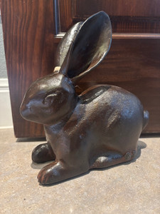 Jan Barboglio Liebre cast iron bunny rabbit sculpture with large ears