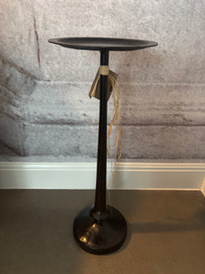 Jan Barboglio Mesita Redonda wax cast iron side table with round top and pedestal base