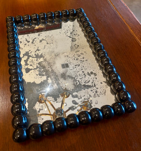 Jan Barboglio Balin hand-carved wood tray with antiqued mirror