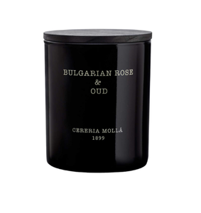 Bulgarian Rose and Oud candle 8oz black hand-painted glass Cereria Molla 1899