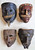 Antique Guatemalan Wood Masks 19th Century Hand Carved Set