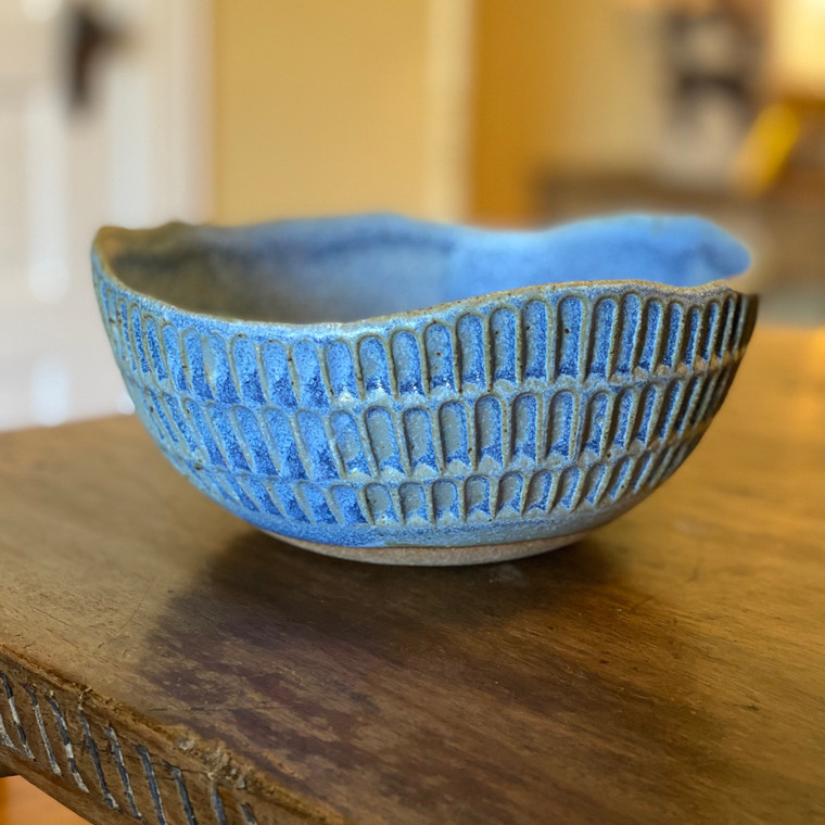 Carved Morning Bowl - Blue by Mt. Washington Pottery