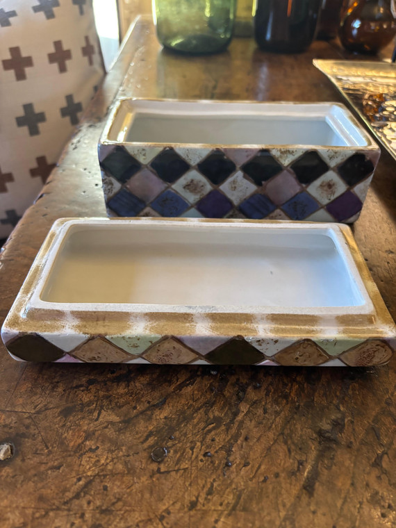 Danny's Fine Porcelain - Rectangular Box with Geometric Diamonds.