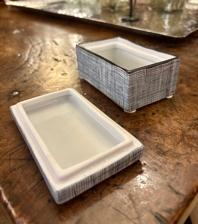 Danny's Fine Porcelain - Rectangular Box with Geometric Lines.