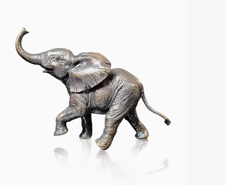 Richard Cooper Baby Elephant Running Bronze sculpture, 8 cm tall.