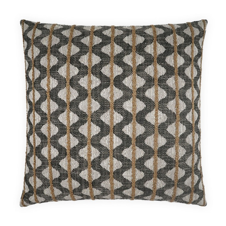 Cheyenne Noir 24x24 charcoal and taupe wave pattern throw pillow with feather down insert