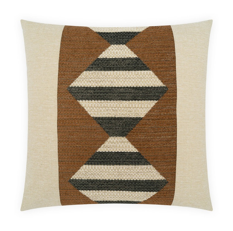 Tarantelli 24x24 rust and charcoal diamond stripe throw pillow with ivory border