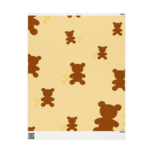 Teddy Bear Wrapping Paper Roll — Cute Brown Bear Gift Wrap for Baby Showers, Kids’ Birthdays & Holidays