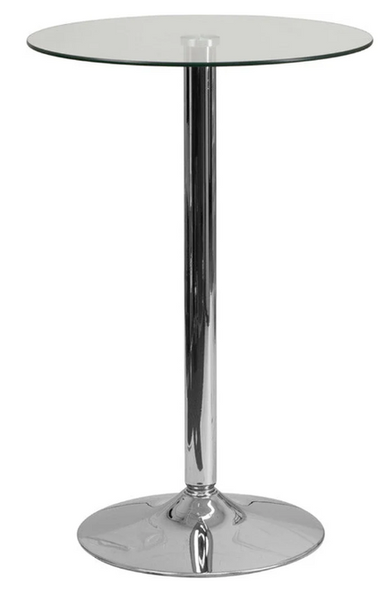 Standing Cocktail Table – Glass and Chrome