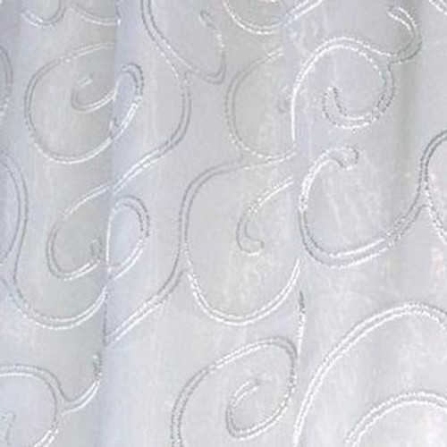 White and Silver Braided Scroll   96" Round
