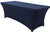 navy blue spandex rectangle tablecloth covering a table