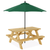 Wooden Picnic Table with Umbrella