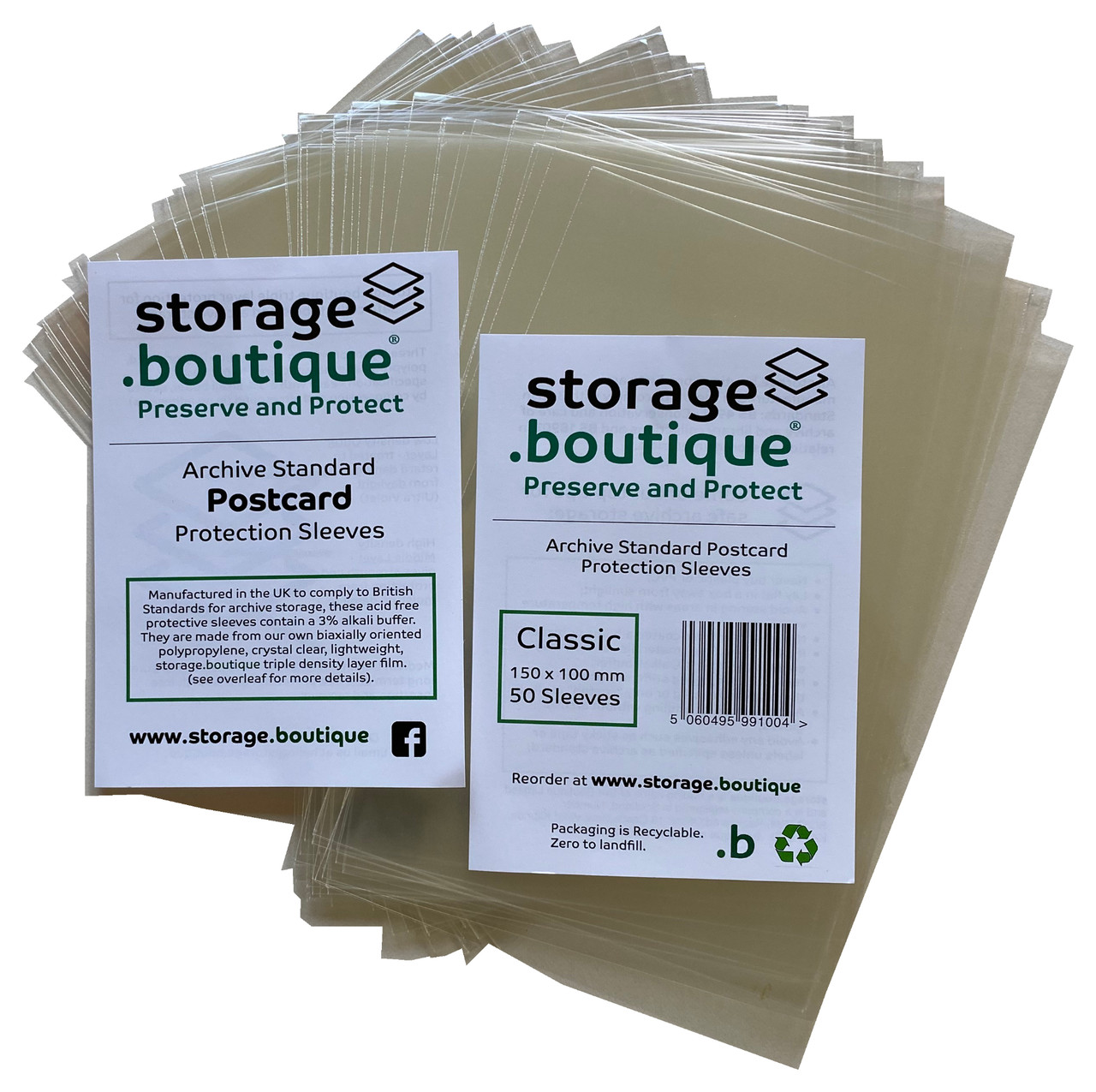 5 PACKS (100 / Pack) Standard Postcard Size Sleeves Archival Acid Free #C