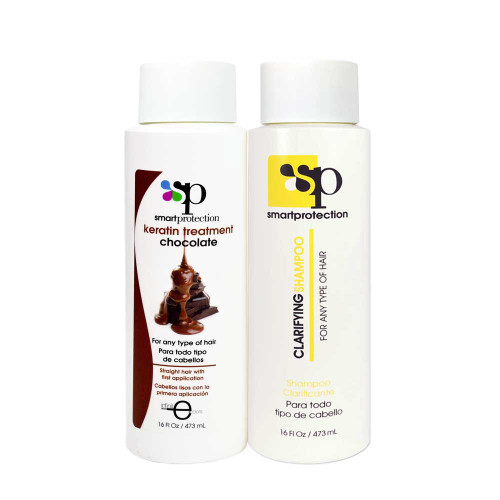 Chocolate Soft Keratin Treatment with Clarifying Shampoo 16oz by Smart Protection