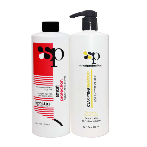 Super Ultra Strong Keratin Treatment with Clarifying Shampoo 34oz by Smart Protection