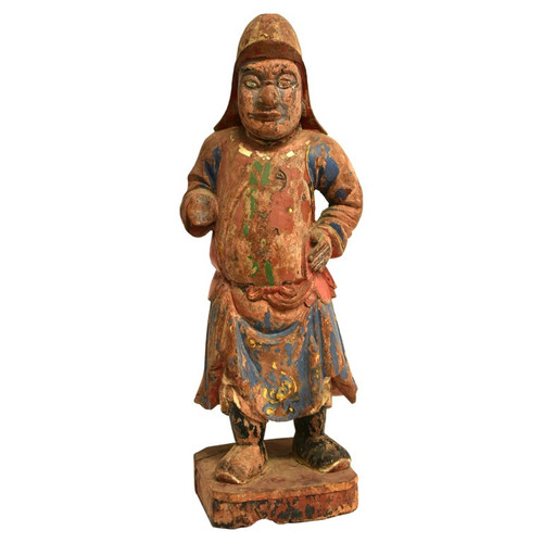 18th Century Polychrome Wood Statue of Warrior Guard 18th Century Polychrome Wood Statue of Warrior Guard