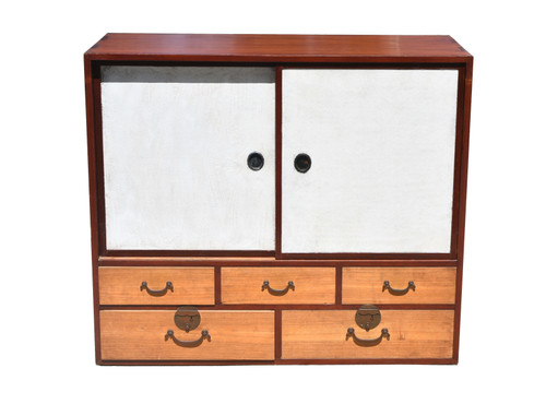 Vintage Japanese Tansu with White Sliding Door