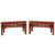 Pair Red Carved Benches