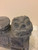 Pair Stone Foo Dog Candle Holders 