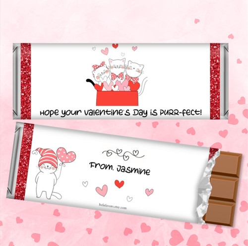 Kitten Design Valentine's Day! Candy Bar Wrappers Hershey's and Kit Kats