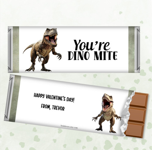 Valentine's Day Dinosaur Candy Bar Wrappers