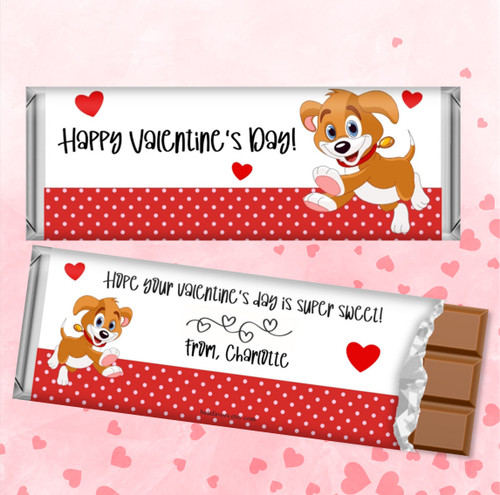 Puppy Dog Valentine's Day Candy Wrappers and Assembled Hershey's or Kit Kat Bars