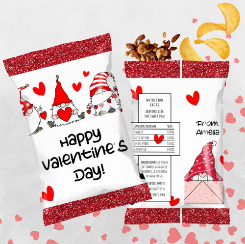 Gnomes  Valentine's Day Custom Personalized Chip Bags