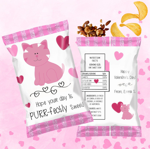 Purrrfectly Adorable Kitten Valentine's Chip Bags