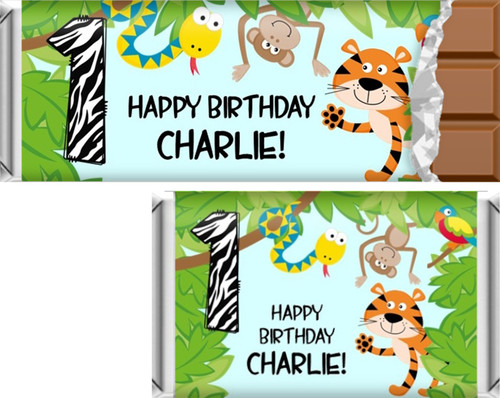 Jungle Safari Boy's Birthday Chocolate Bars & Candy Wrappers
