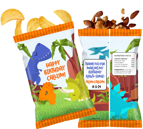 Dinosaur Boy's Birthday Personalized Chip Bags