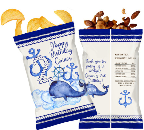 Nautical Boy's Birthday Personalized Chip Bags
