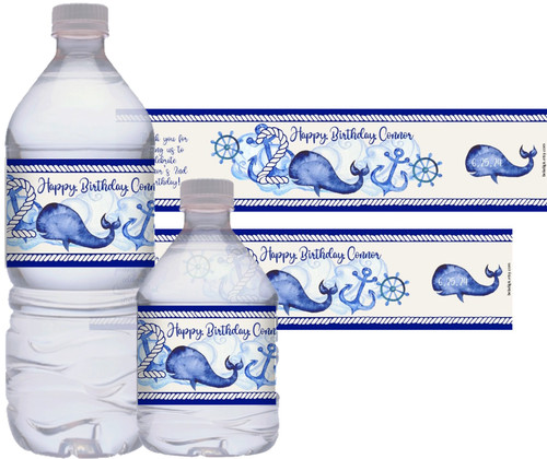 Nautical Boy's Birthday Water Bottle Stickers.