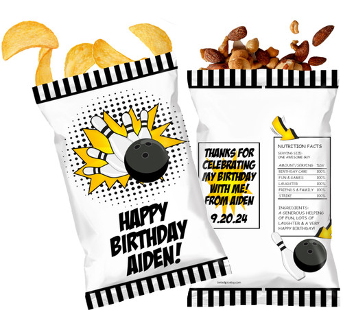 Bowling Boy's Birthday Personalized Chip Bags