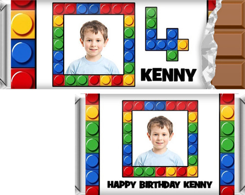 Building Blocks Photo Birthday Chocolate Bars & Candy Wrappers