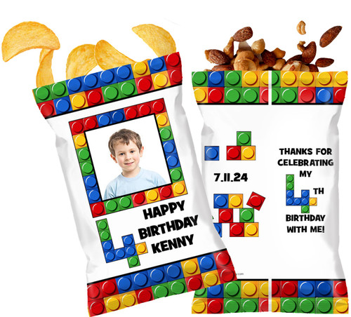 Building Blocks Photo Boy's Birthday Personalized Chip Bags