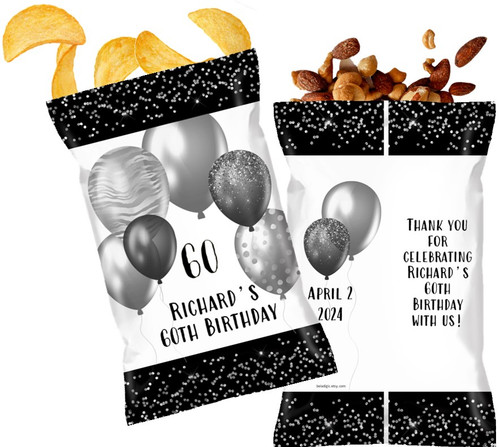 Balloons Men's Birthday Personalized Chip Bags