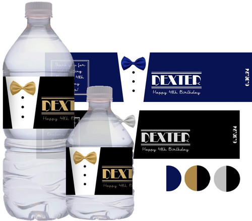 Tuxedo Men's Birthday Water Bottle Stickers. (Set of 10)