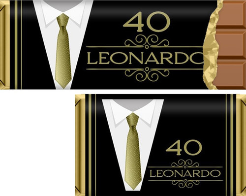 Collar & Tie in Black & Gold Men's Birthday Chocolate Bars & Candy Wrappers