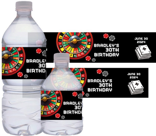 Casino Men's Birthday Water Bottle Stickers. (Set of 10)