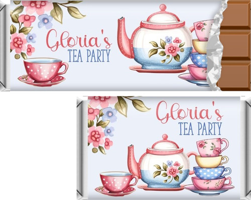 Tea Party Women's Birthday Chocolate Bars & Candy Wrappers
