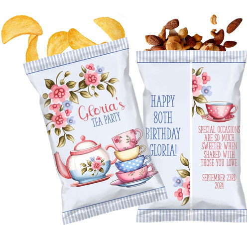 Tea Party Women's Birthday Personalized Chip Bags