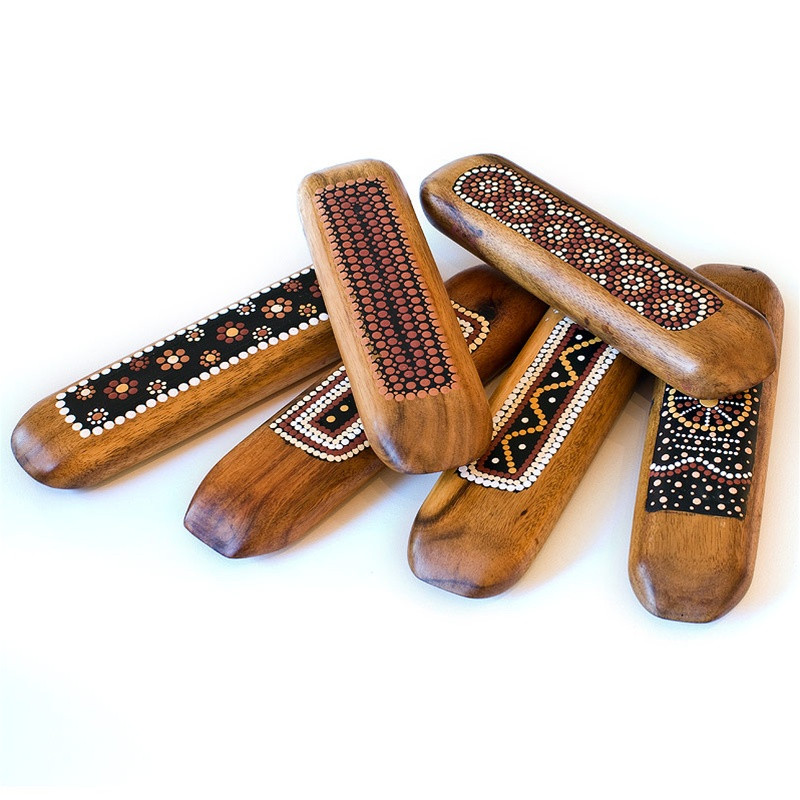 Tapping Sticks With Aboriginal Art Buy Online, Worldwide Shipping
